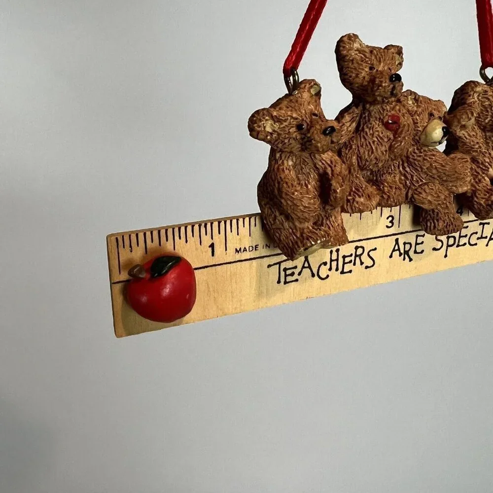 Kurt S Adler Teachers Are Special Bears on Ruler Ornament